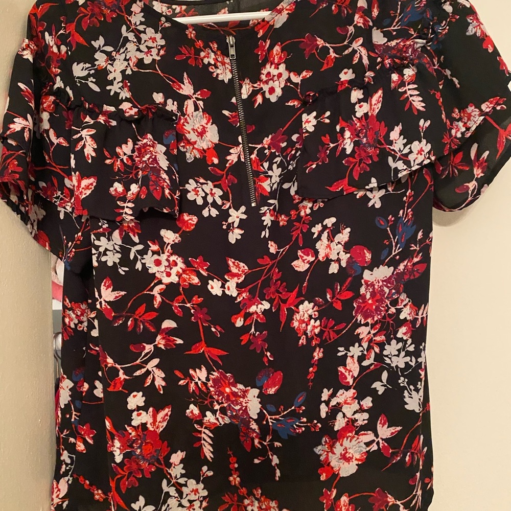 Red and Black Double- layered Blouse